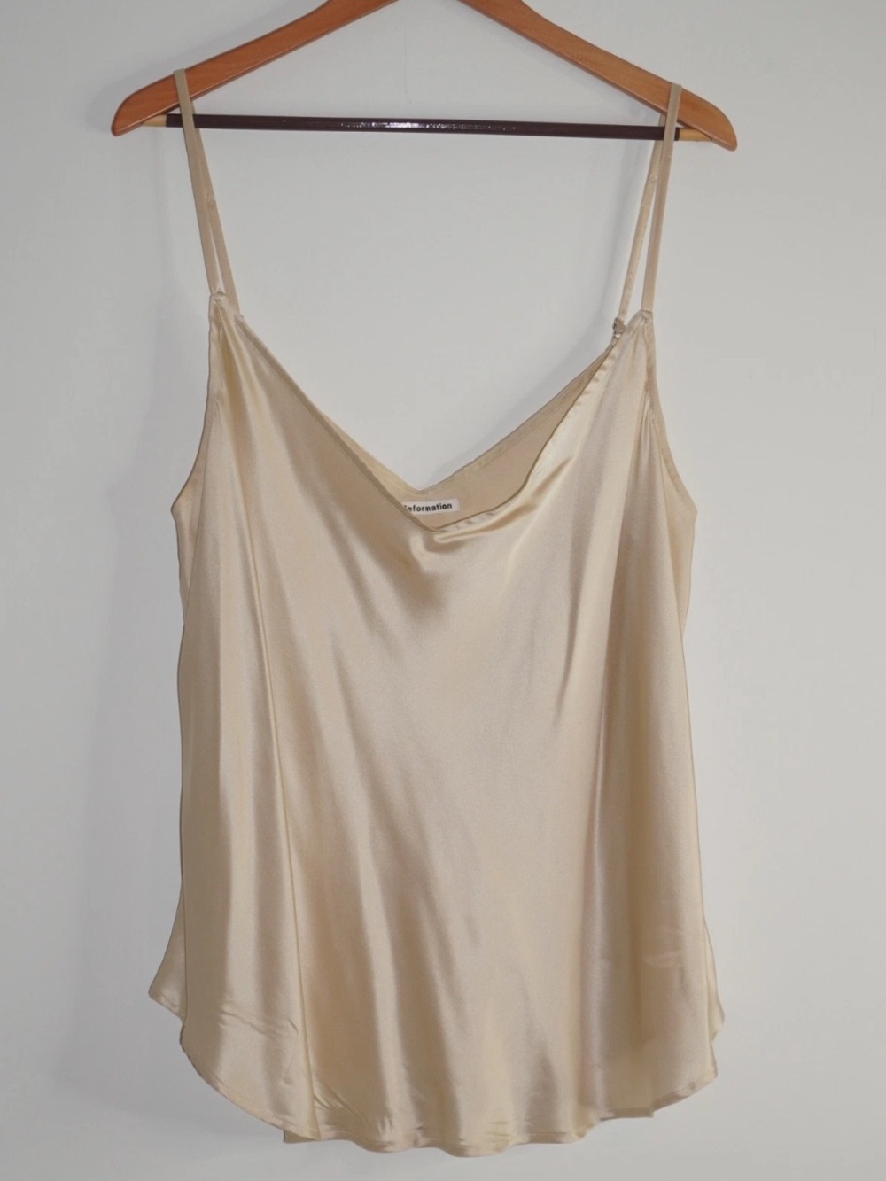 Reformation Champagne 100% Silk Tank Top Size: 2X Neutral Adjustable Straps